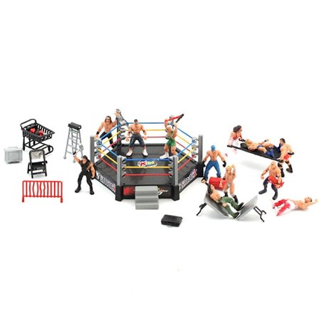 WWE Mini Wrestling Figur Sæt Wrestler Warriors Legetøj Med Firkantet Ring & Tilbehør Sjov Miniature Kamp Actionfigurer Gave Høj Kvalitet