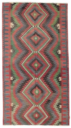 Kelim Vintage Türkei Teppich Handgewebt 173X320 Rot/Grau Türkei