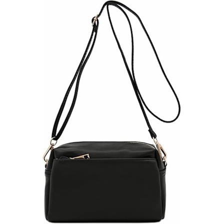 Triple Zip Lille Crossbody Taske Lille Crossbody Tasker Mobilpung Punge til Kvinder Teenagere Piger 8.5" (L) x 5.5"" (H) x 2.75"" (D) Lynlås Blød 
