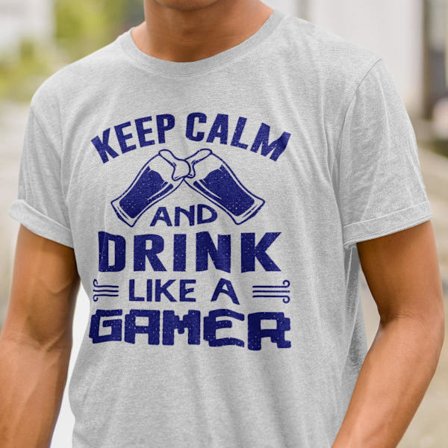 Gråmelerad T-shirt med drink like a gamer design