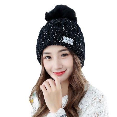 Vinterlue for Kvinner Mote Hold Varmen Vinter Brettbar Solid Dame Strikket Tykk Lue Vinterlue Dame Strikket Lue for Kvinner