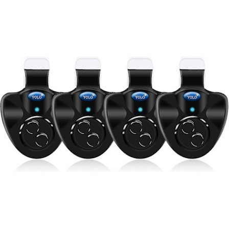 4 st Svarta Elektroniska LED-ljus Fiske Bite Ljudlarm Klämma På Fiskespö (q)