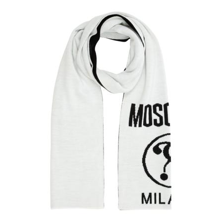 Moschino Double Question Mark Wool scarf vit, Dam, Dam, Storlek: ONE SIZE