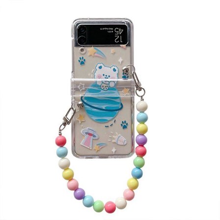 Transparent Skal Kompatibelt Med Samsung Galaxy Z Flip 3, Tecknad Björn Kanin Hårt PC-skal Med Rem