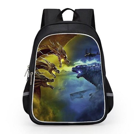 Godzilla Print School Bag Kids Waterproof Backpack #1 -1