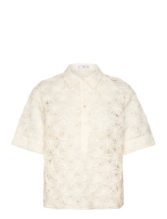 Openwork Floral Textured Shirt Cream Mango