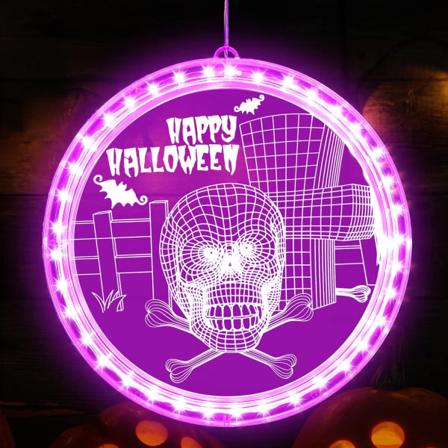 Halloween dekorative lys, gresskar hengende lys med sugekopp, lilla Halloween vinduslys, Halloween batteridrevet sugekopplampe