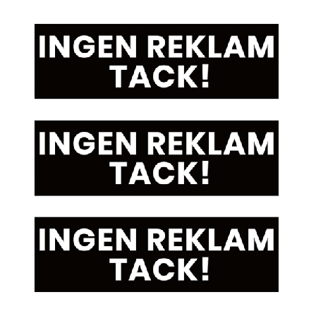 3-pack Ingen Reklam Tack Klistermärke Dekal Svart 3,5x10,5cm Svart