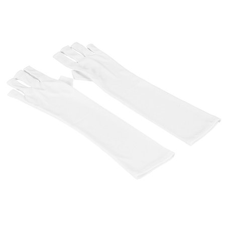 1 par vita användbara anti-UV-vantar långa handskar för UV-ljus/lampa strålskydd manikyr