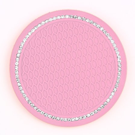 2 stk Bil Anti-skli Vannkopp Pad Diamant Rhinestone Bling Dekorasjon Bil Interiør Kopp Flaske Anti-skli Gummimatte Biltilbehør Rosa