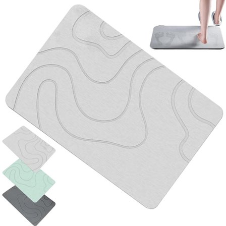 ING Badematte 40 x 60 cm Vannabsorberende Matte Dusjmatte Absorberende Diatomittstein Dusjmatte Absorberende Stein Badematte Vaskbar Dusjmatte 