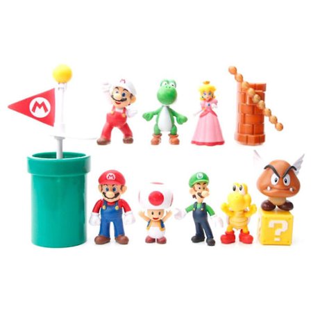 12 stk/sett Super Mario-spillfigurer leker mini tegneseriemodell dukker kakepynt ornamenter hjemmedekorasjon gaver