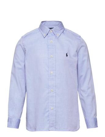Slim Fit Cotton Oxford Shirt Tops Shirts Long-sleeved Shirts Blue Ralph Lauren Kids