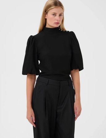 Gestuz Gzrifa Button Balloon Top - Black - XS