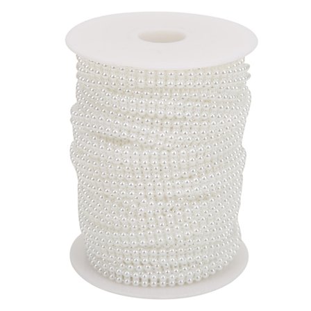 4mm 25m Dubbelrad Faux Pearl Bead String Kläder Skor Material Bröllopsbukett TillbehörVit