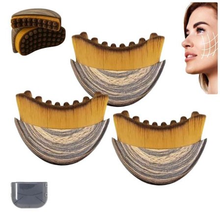 3-pakning ansiktsbørste for lymfedrenasje, ansikts-, kjeve- og hakemassasjebørster for forming
