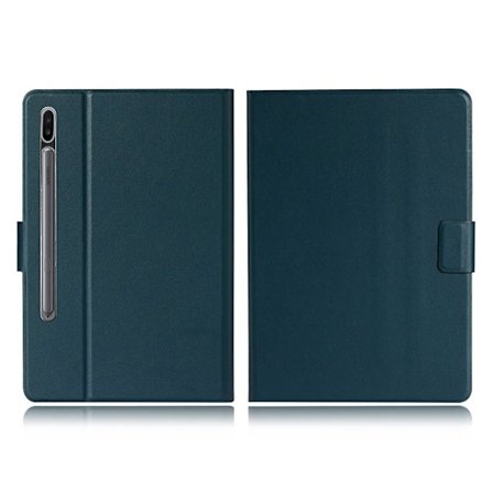 Samsung Galaxy Tab S7 simple läder flip fodral - Dark grön