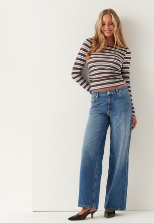 Bubbleroom - Long Sleeve Top - Light blue/Striped - Kläder