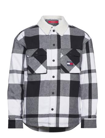 Tjm Check Sherpa Lined Overshirt Overshirts Svart Tommy Jeans*Betinget Tilbud