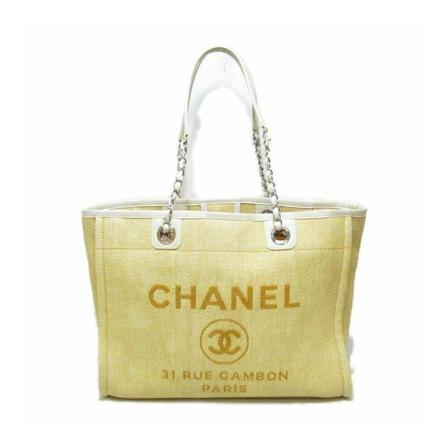 Chanel Vintage Pre-owned Tote Väska gul, Dam Vintage Väskor, Dam, Storlek: ONE SIZE