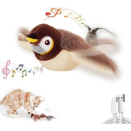 Interaktiv kattleke med flagrende vinger og kvitrende fuglelyder for flylek-FA-