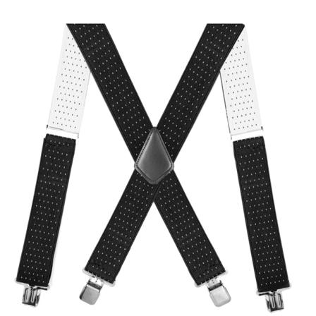 5 cm elastiske skulderstroppklips for menn med 4 X-formede justerbare suspenderstropper 19- Black and white dots