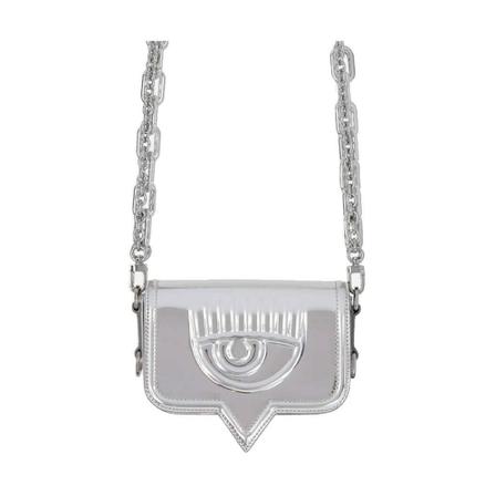 Chiara Ferragni Collection Chiara Ferragni Eyelike Mirror Small Silver Crossbody Väska grå, Dam Axelremsväskor, Dam, Storlek: ONE SIZE
