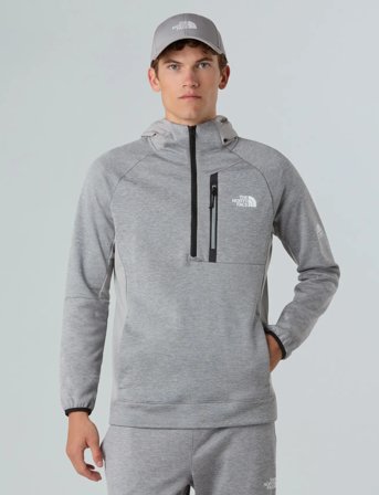The North Face M Mountain Athletics Fleece Hooded 1/4 Z - Grey - XL