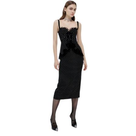 Alessandra Rich Midi Kjole Sort, Dame