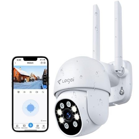 LOSEI Overvågningskamera 2MP Nattesyn 20m Menneskedetektion WIFI APP Alexa IP66 til Udendørs Indendørs