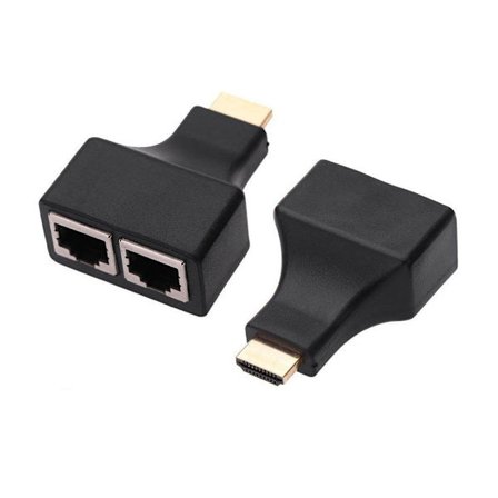 HDMI till RJ45 Nätverksadapter, Qaoquda 1080P HDMI Hane till Dubbel RJ45 Hona Nätverks CAT5e CAT6 Konverter Extender