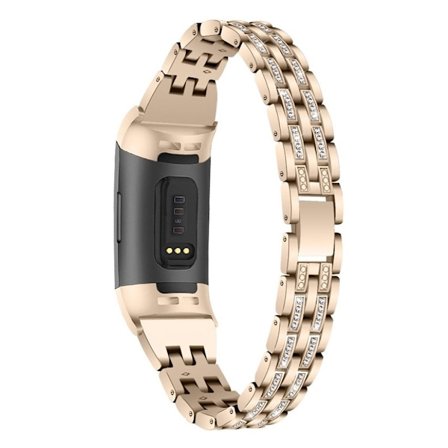 Fitbit Charge 3 klockarmband i rostfritt stål med strassstenar - Guld