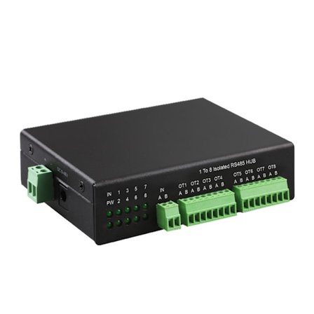 RS485 Hub 8-Channel RS485 Splitter 8-Port 485 Sharer Splitter 1 In 8 Out Industrial Grade Isolated Support 152,2 Kbps