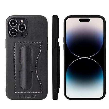Nytt för Iphone 15 Pro Max Fierre Shann Hållare Cover Pu Phone case Black