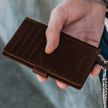 Portefeuille Liam en cuir marron foncé à protection RFID pour hommes - Portefeuilles