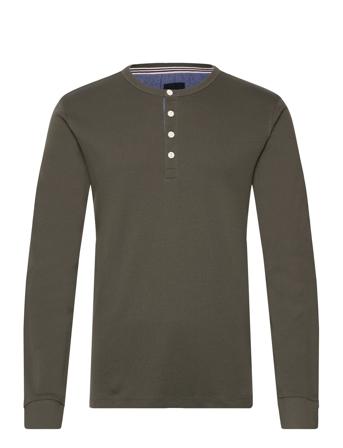 Solid Granddad L/S T-shirts Long-sleeved Grønn Lindbergh*Betinget Tilbud