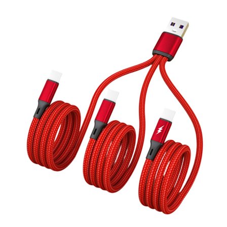 3 i 1 USB till Type-C Kabel Type-C Laddningskabel Förlängningssladd Svart/Röd