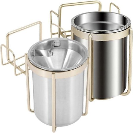 Veggmontert 2 stk. askebeger i rustfritt stål, vegghengt askebeger, stumpbeholdere, hengende askebeger for toalett, askebeger uten hull, sotbeholder 