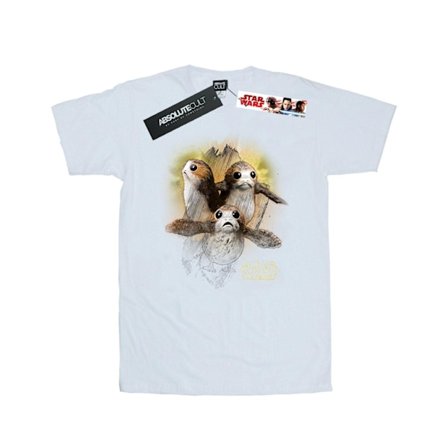 Star Wars: The Last Jedi Porg T-shirt i borstad bomull för män, storlek L, vit