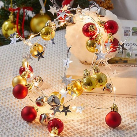 13 fod 20 LED juledekorativ ledning lyskugleform led lyskæde med stjerne og klokke batteridrevet ledning lampe ornament fe lyskæde til