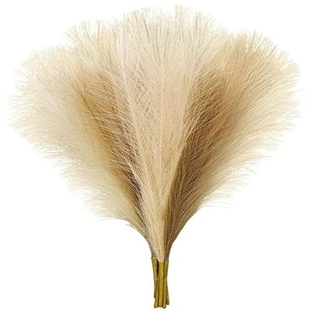 Pampasgräs Dekor, Falskt Pampasgräs Liten 18 Tum, 7 Stammar Fluffy Konstgjord Pompasgräs, Stora Beige Gräs