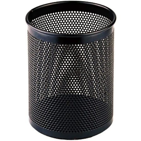 Pennhållare för skrivbord, pennorganisatör i metall, svart rund pennkopp för kontor skola - 2-pack