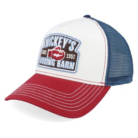 JJ Hats - Bílá trucker Kšiltovka - Boxing Barn White/Navy/Burgundy A-Frame Trucker @ Hatstore