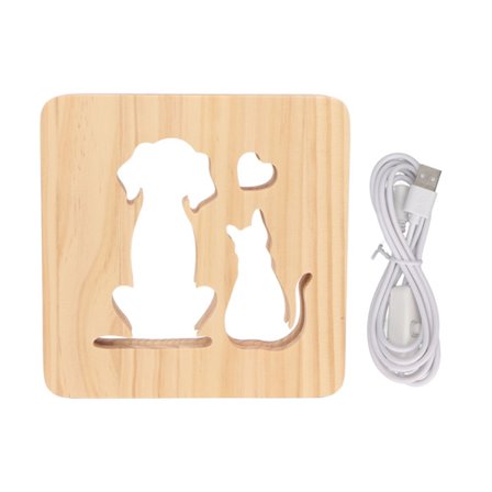 LED-yövalo Kissa Koira Design 3D Puinen Lamppu Silmien Suojaus Makuuhuoneeseen Olohuoneeseen Toimistoon