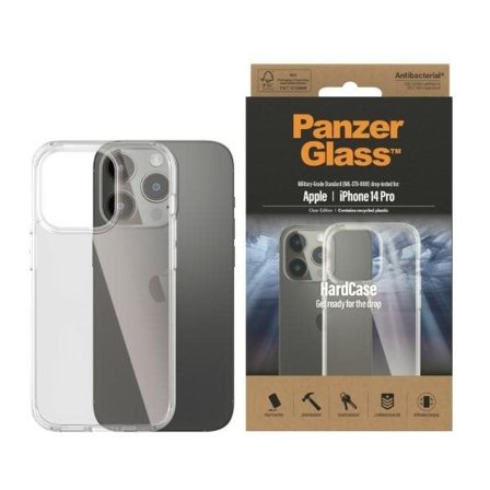PanzerGlass HardCase antibakteerinen Military Grade -sertifioitu kotelo iPhone 14 Pro - läpinäkyvä