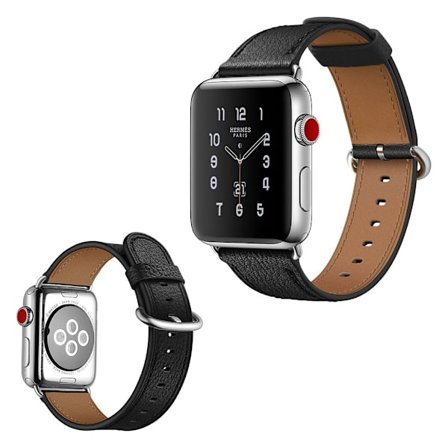 Apple Watch Series 5 40 mm klockarmband i äkta läder från koskinn - Svart