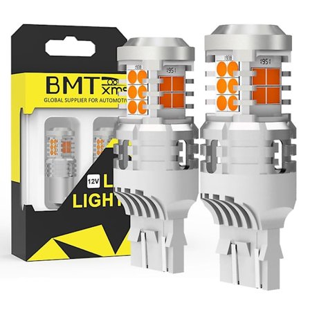 2X Canbus T20 7443 W21W WY21W P21W PY21W Blinklys bil lys BA15S BAU15S Ingen Hyper Flash Amber Yellow S25 3157 P27 LED Pære db