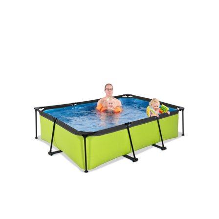 Exit Wood Pool 220X150X65Cm Med Filterpump Och Tak - Grön