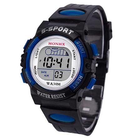 Menn Studenters Mote Digital Multifunksjonell Alarm Sports Armbåndsur Blue