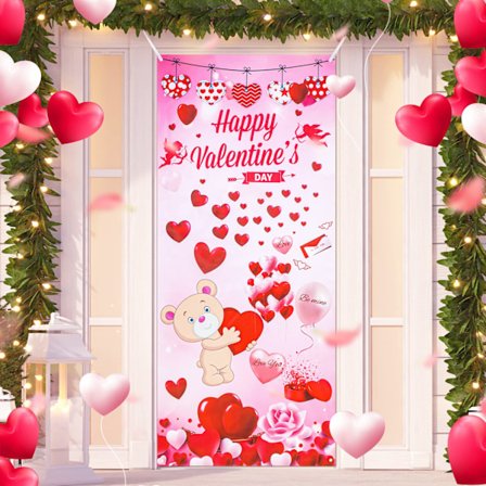 Glædelig Valentinsdag Dør Cover Stor Stof Valentinsdag Tilbehør Hængende Ferie Dør Streamers